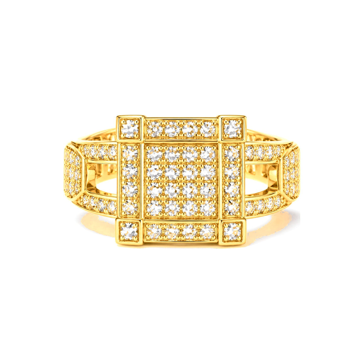 Anillo de Matrimonio Dama Oro 10k Pave Rectangular Bloques
