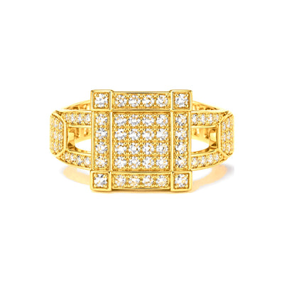 Anillo de Matrimonio Dama Oro 10k Pave Rectangular Bloques