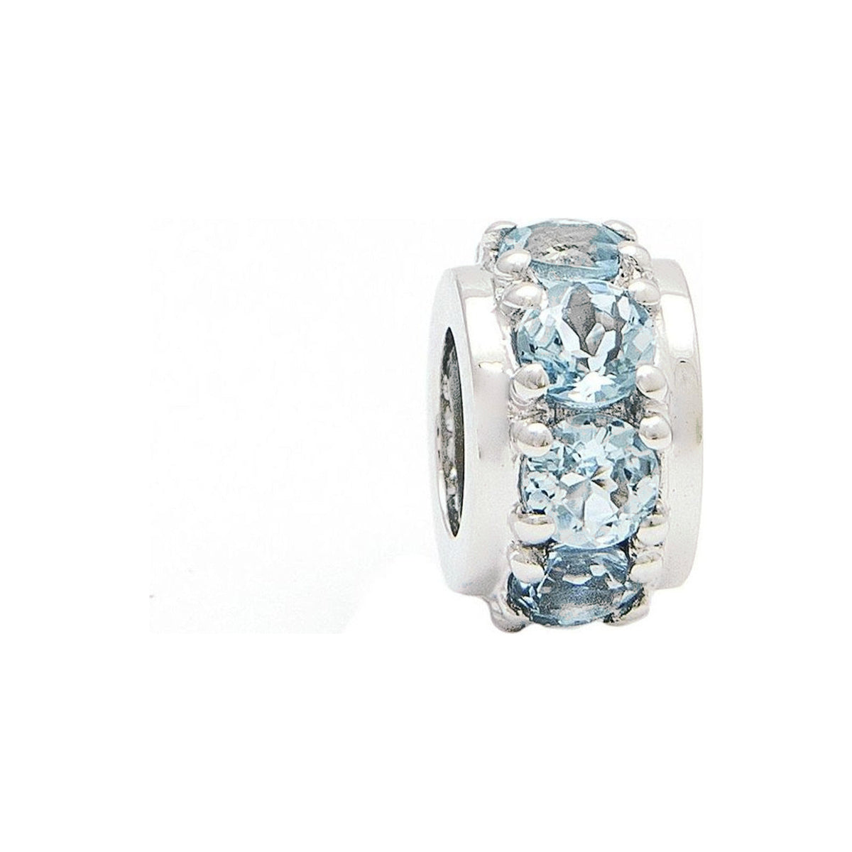 Dije Oro Blanco 14k Redondos con Aguamarina