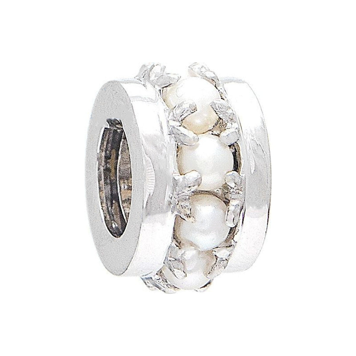 Dije Oro Blanco 14k Redondos Gota con Perla