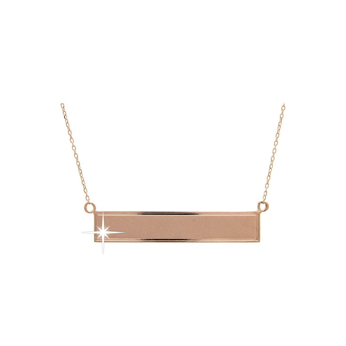 Collar Oro Rosa 14k Barra con Diamantes Naturales