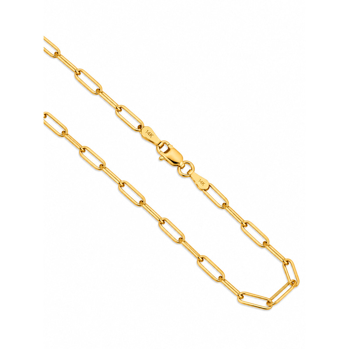 Cadena Oro 14k Eslabón Paperclip 2.5mm 22 Pulgadas