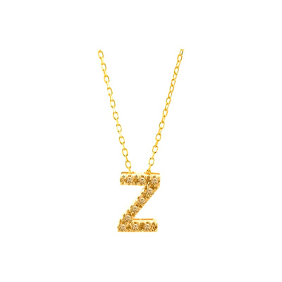 7mm Collar Oro 14k Inicial Pavé con Diamantes Naturales