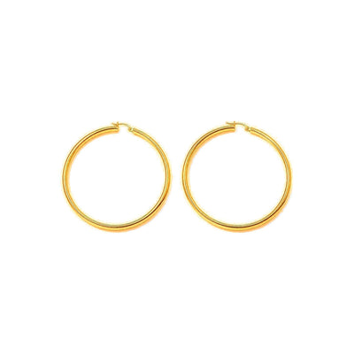 Aretes de Dama Oro 10k Argolla Grande Delgada