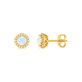 Aretes de Dama Oro 14k Ópalo con Halo de Circonios