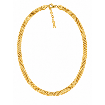 Cadena Oro 10k Malla Tejida con Extensión 4.5mm 16-18 Pulgadas