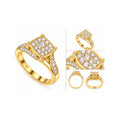 Anillo de Dama Oro 14k Cluster Cuadrado con Banda Pavé y Diamantes Naturales