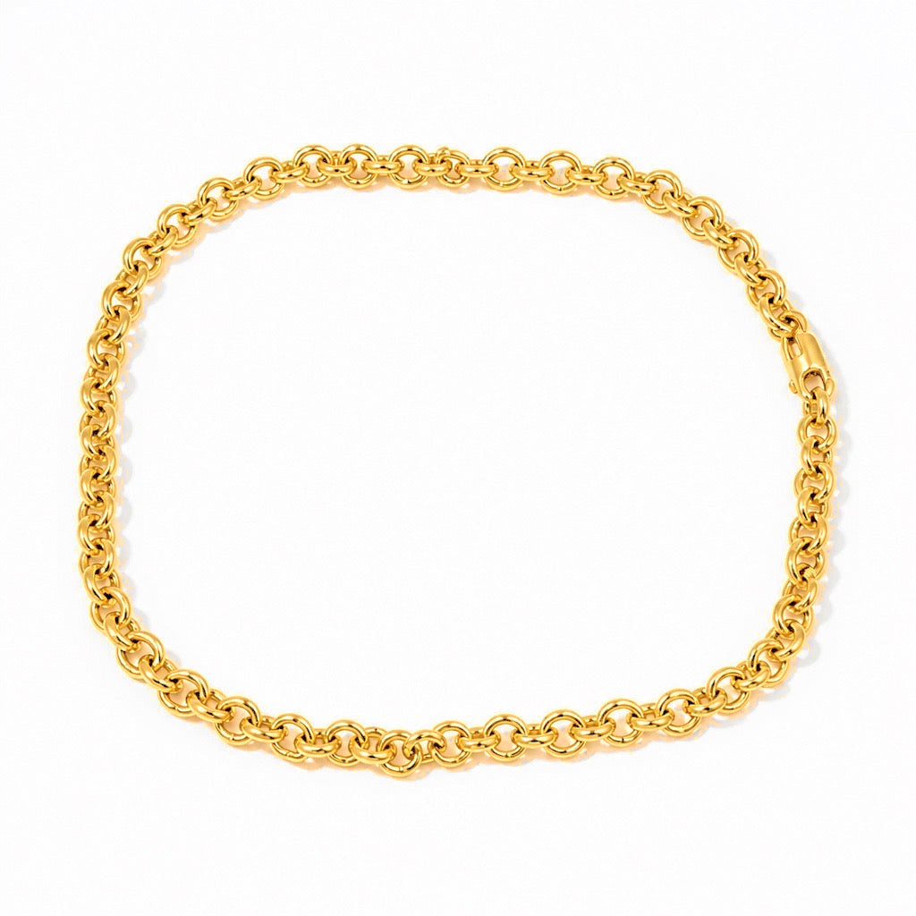 Tobillera Oro 10k Eslabones Lisos 5mm