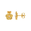 Aretes Flor Oro 10k con Circonios