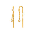 Aretes de Dama Oro 14k Cadena Pasante con Circonios Gota