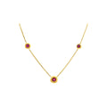 Collar Oro 14k Tres Piedras con Rubí