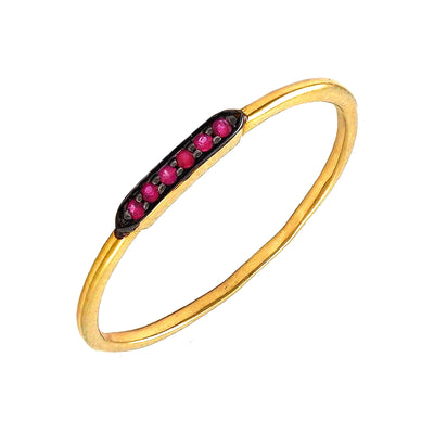 2mm Anillo de Dama Oro 14k Apilable Redondos con Rubí