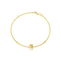 7mm Brazalete de Dama Oro 14k Inicial Pavé con Diamantes Naturales