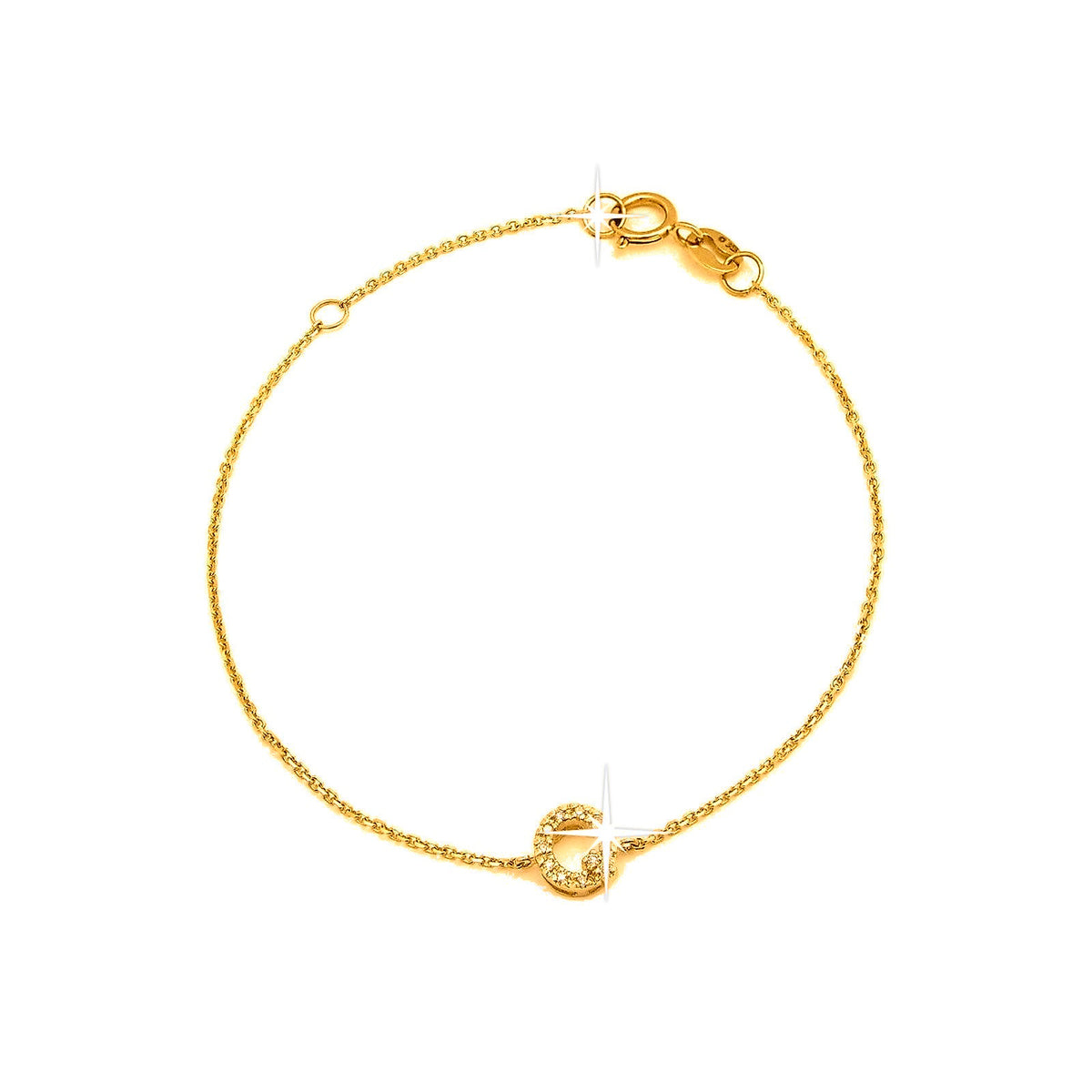 Brazalete de Dama Oro 14k Inicial con Diamantes Naturales