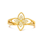 Anillo de Dama Oro 14k Flor Calada con Circonios