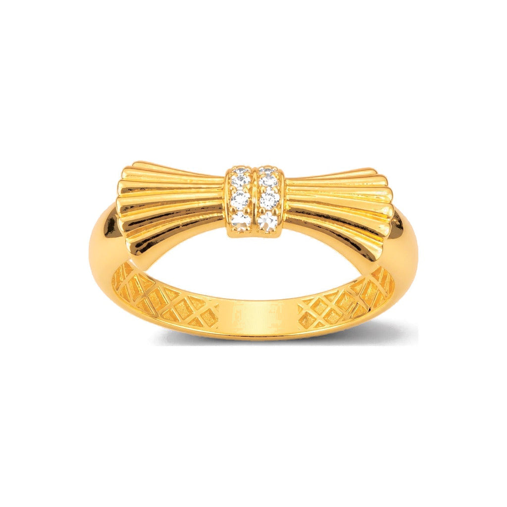 Anillo de Dama Oro 10k Moño con Pavé de Circonios