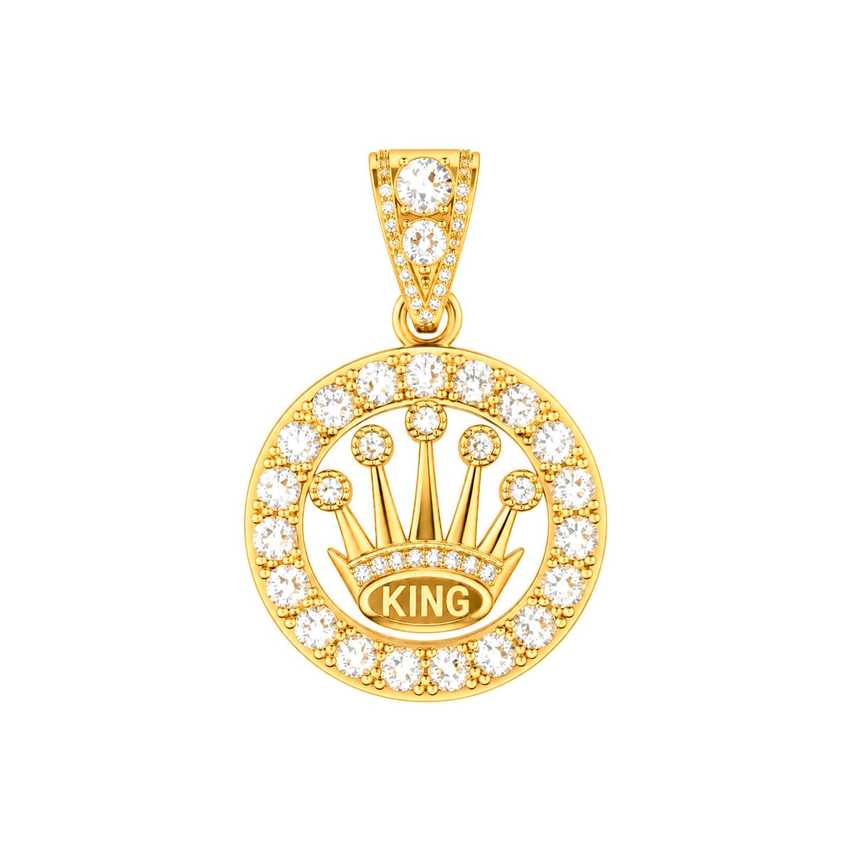 Dije King Corona Oro 10k con Circonios