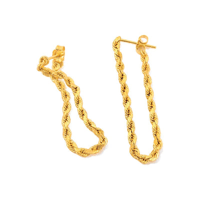 Aretes Cordón Oro 14k Colgantes