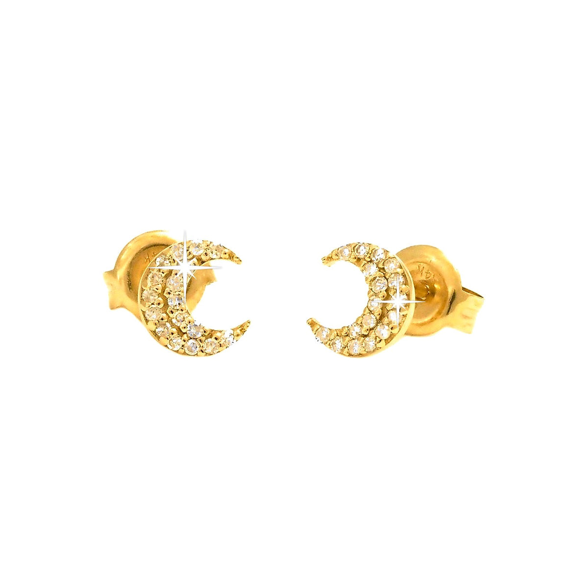 5x6mm Aretes de Dama Oro 14k Luna Pavé con Diamantes Naturales