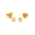 4mm Aretes de Dama Oro 14k Estrella Redondos con Diamantes Naturales