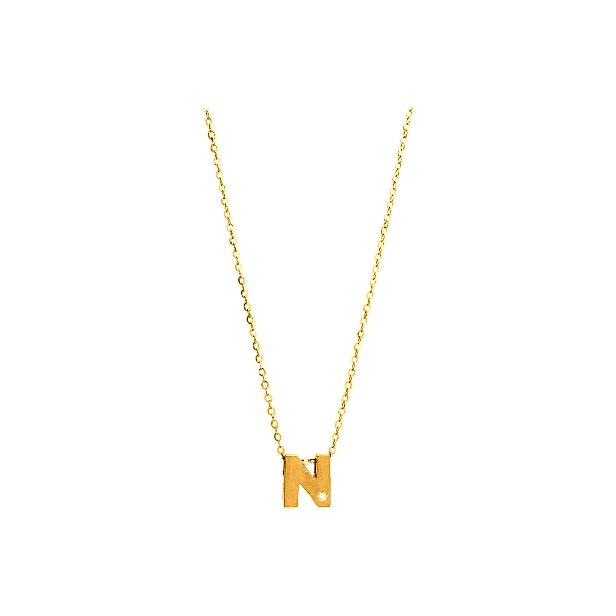 8mm Collar Oro 14k Inicial con Diamantes Naturales