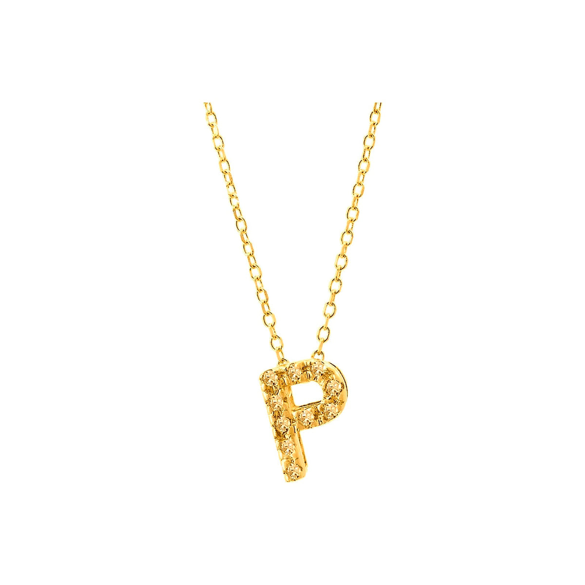 7mm Collar Oro 14k Inicial Pavé con Diamantes Naturales