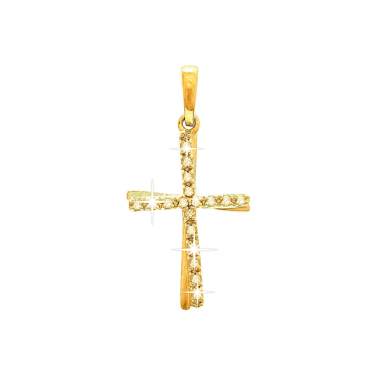 11x18mm Dije Oro 14k Cruz con Diamantes Naturales
