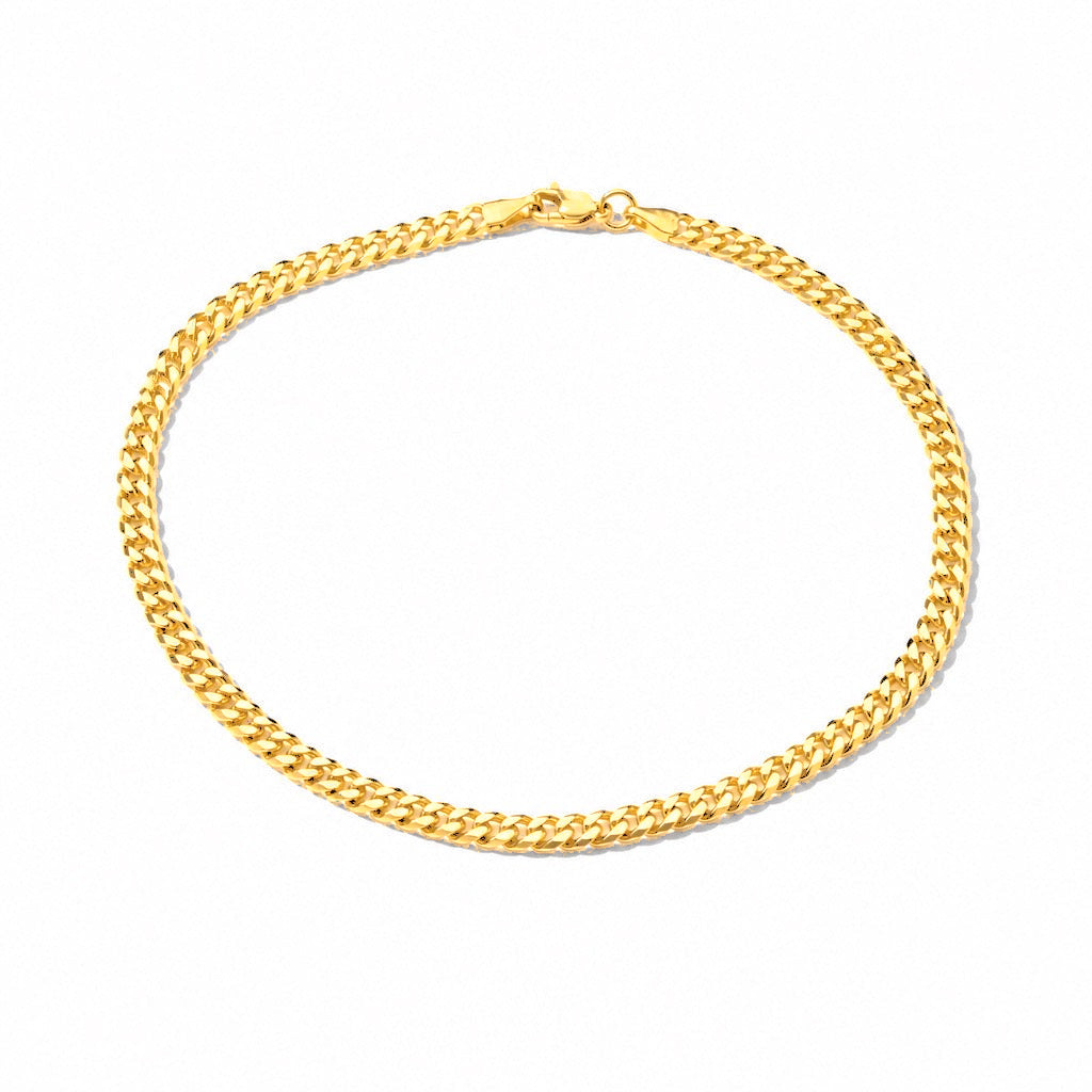 Tobillera Oro 10k Cubana 3mm
