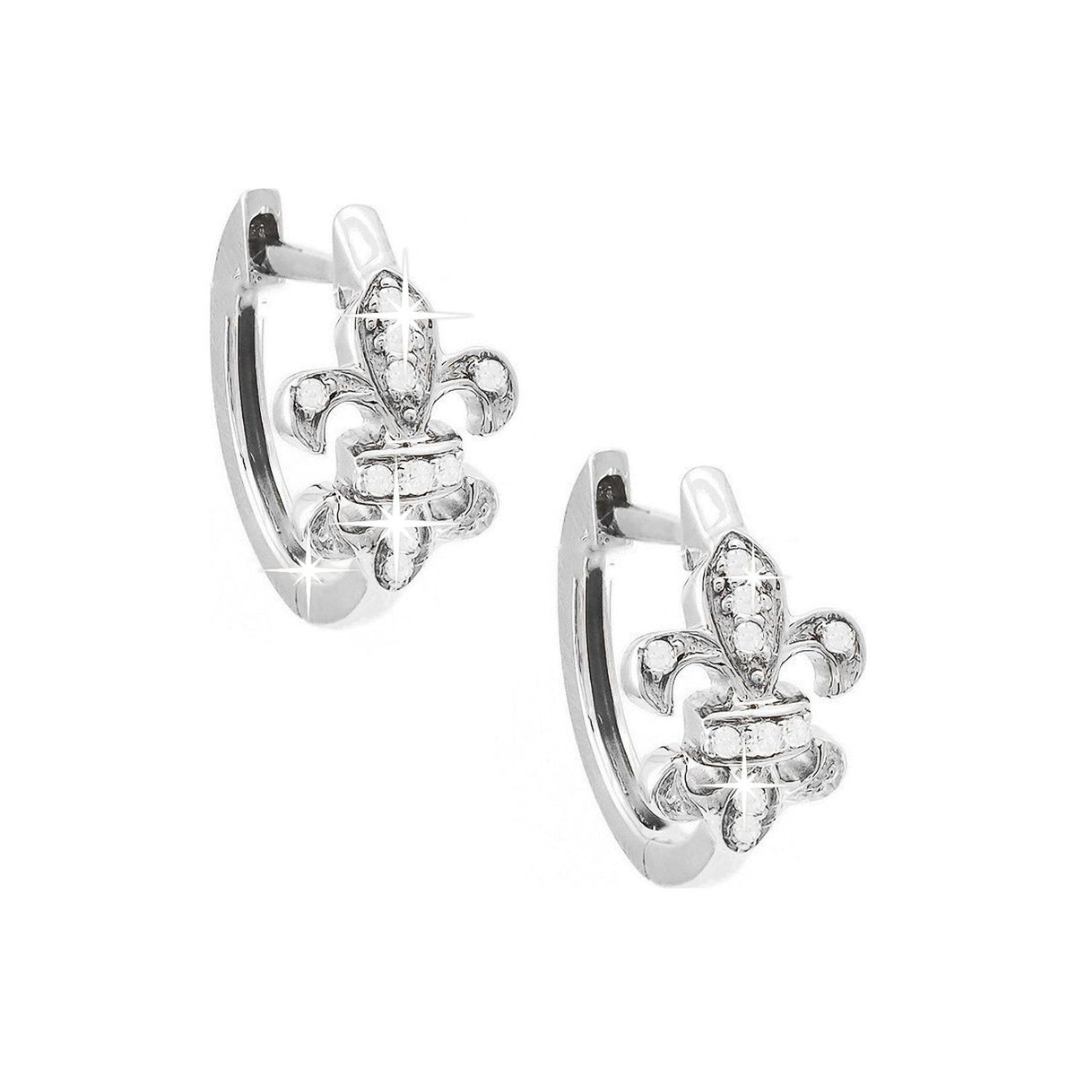 Aretes de Dama Oro Blanco 14k Pavé con Diamantes Naturales