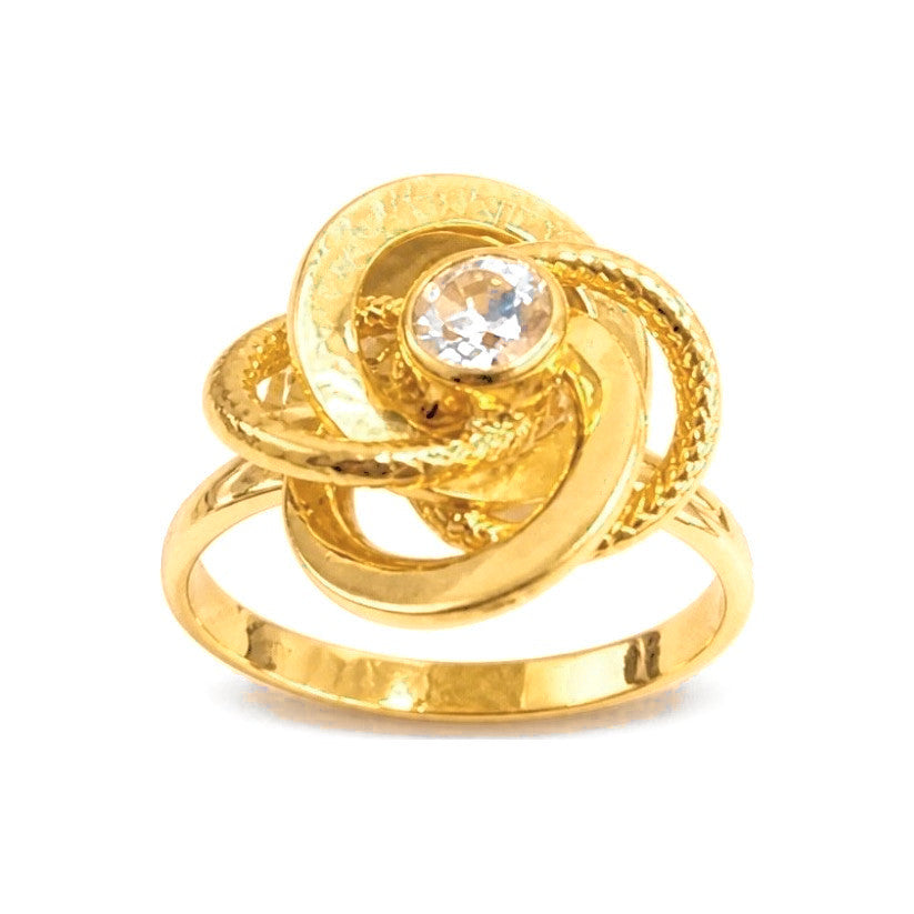 Anillo de Dama Oro 14k Roseta con Circonia