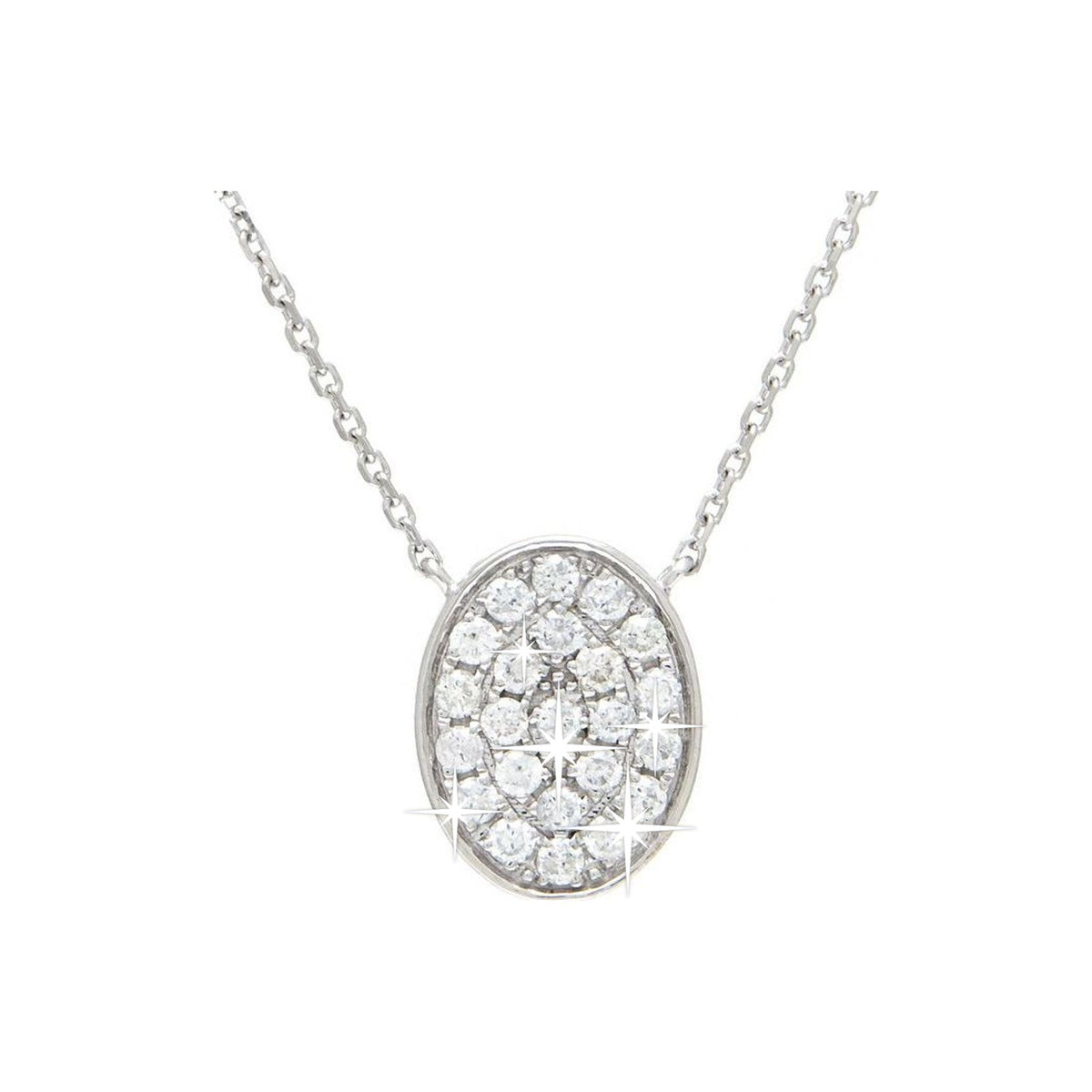 Collar Oro Blanco 14k Redondos Ovalados con Diamantes Naturales