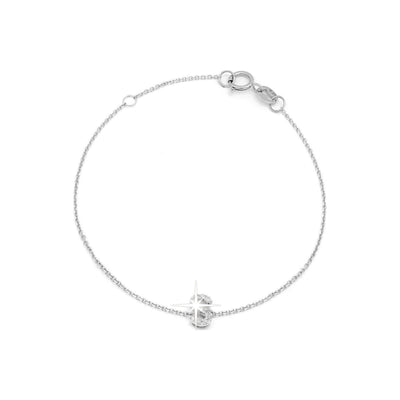 Brazalete de Dama Oro Blanco 14k Inicial con Diamantes Naturales