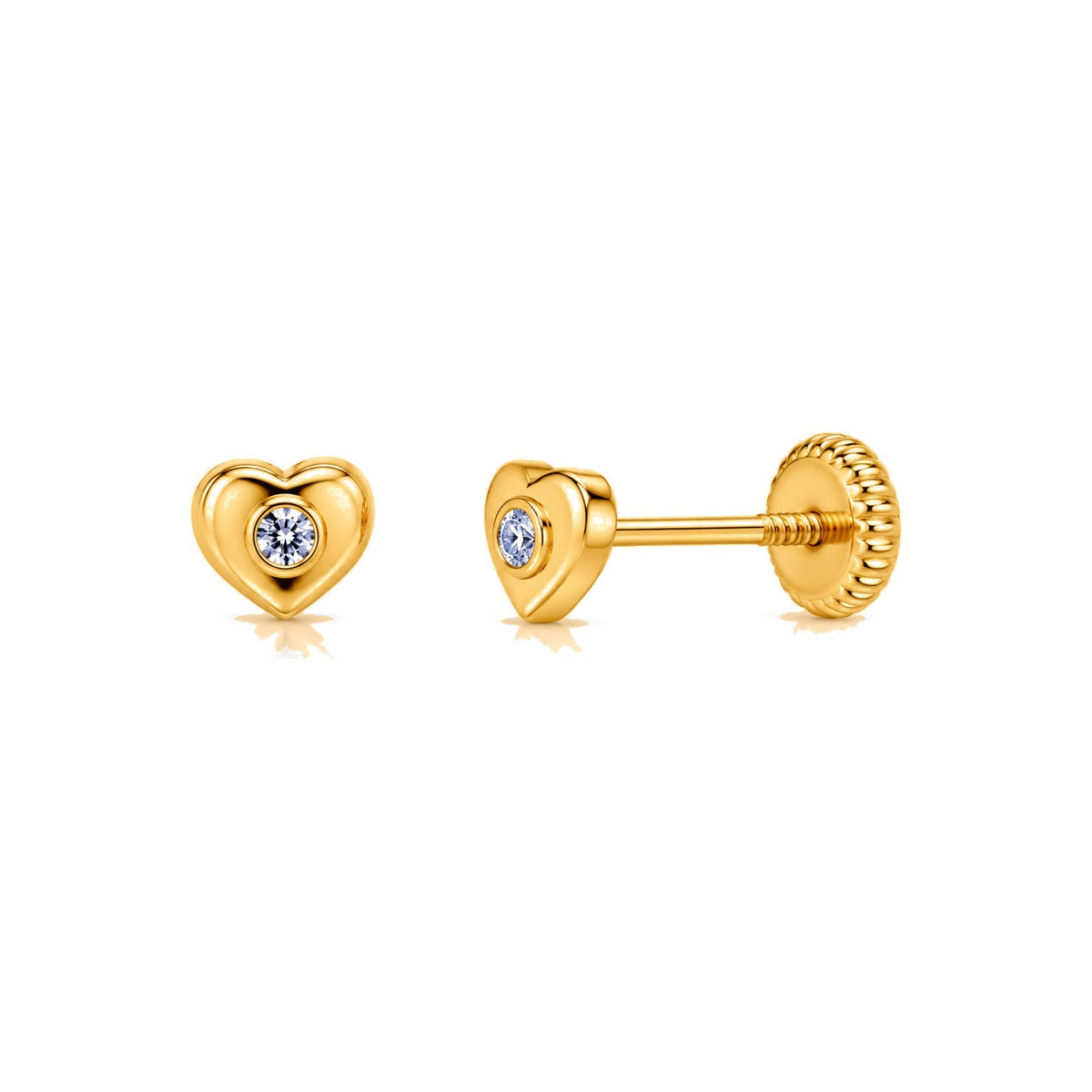 Aretes para Bebé Oro 14k Corazón con Circonio