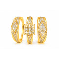 Trio de Anillos 14k de Matrimonio con Rombos de Diamantes Naturales