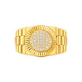 Anillo de Hombre Oro 10k Disco Pavé Estriado