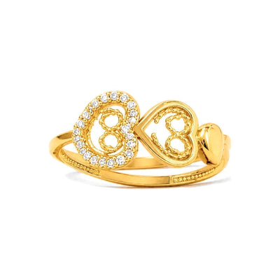 Anillo de Dama Oro 14k Corazones Infinito