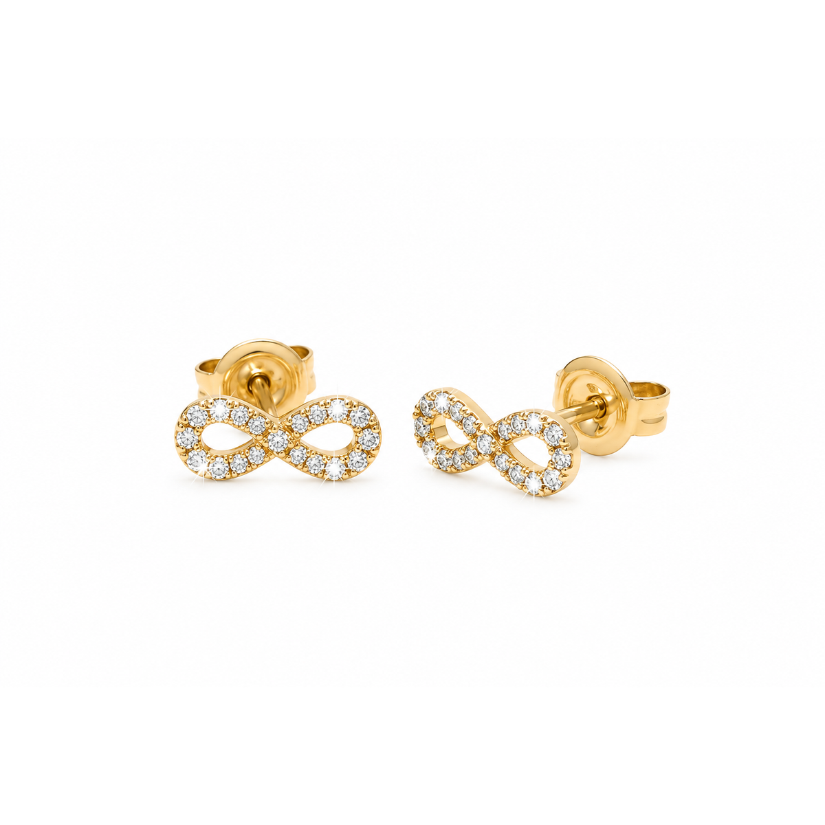 4x10mm Aretes de Dama Oro 14k Infinito con Diamantes Naturales