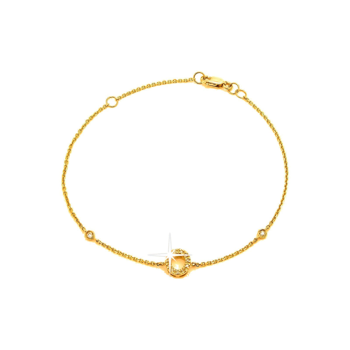 7mm Brazalete de Dama Oro 14k Inicial Pavé con Diamantes Naturales