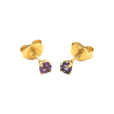Aretes de Dama Oro 14k Topos con Amatista