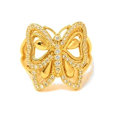 Anillo de Dama Oro 14k Mariposa con Circonias