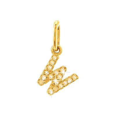 12mm Dije Oro 14k Inicial Pavé con Diamantes Naturales