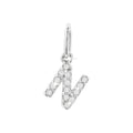 12mm Dije Oro Blanco 14k Inicial Pavé con Diamantes Naturales