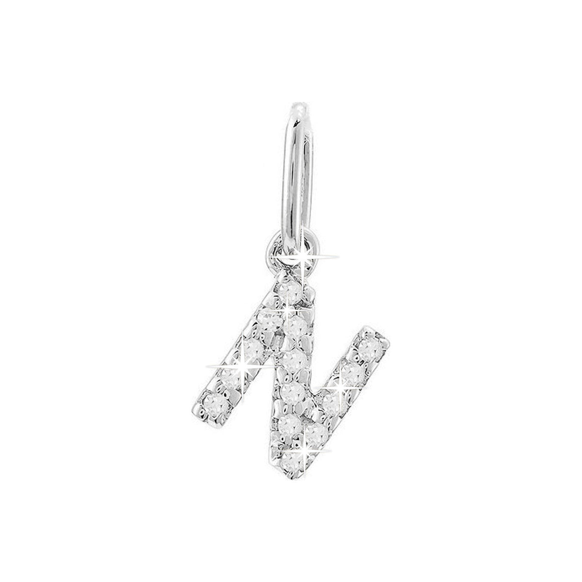 12mm Dije Oro Blanco 14k Inicial Pavé con Diamantes Naturales
