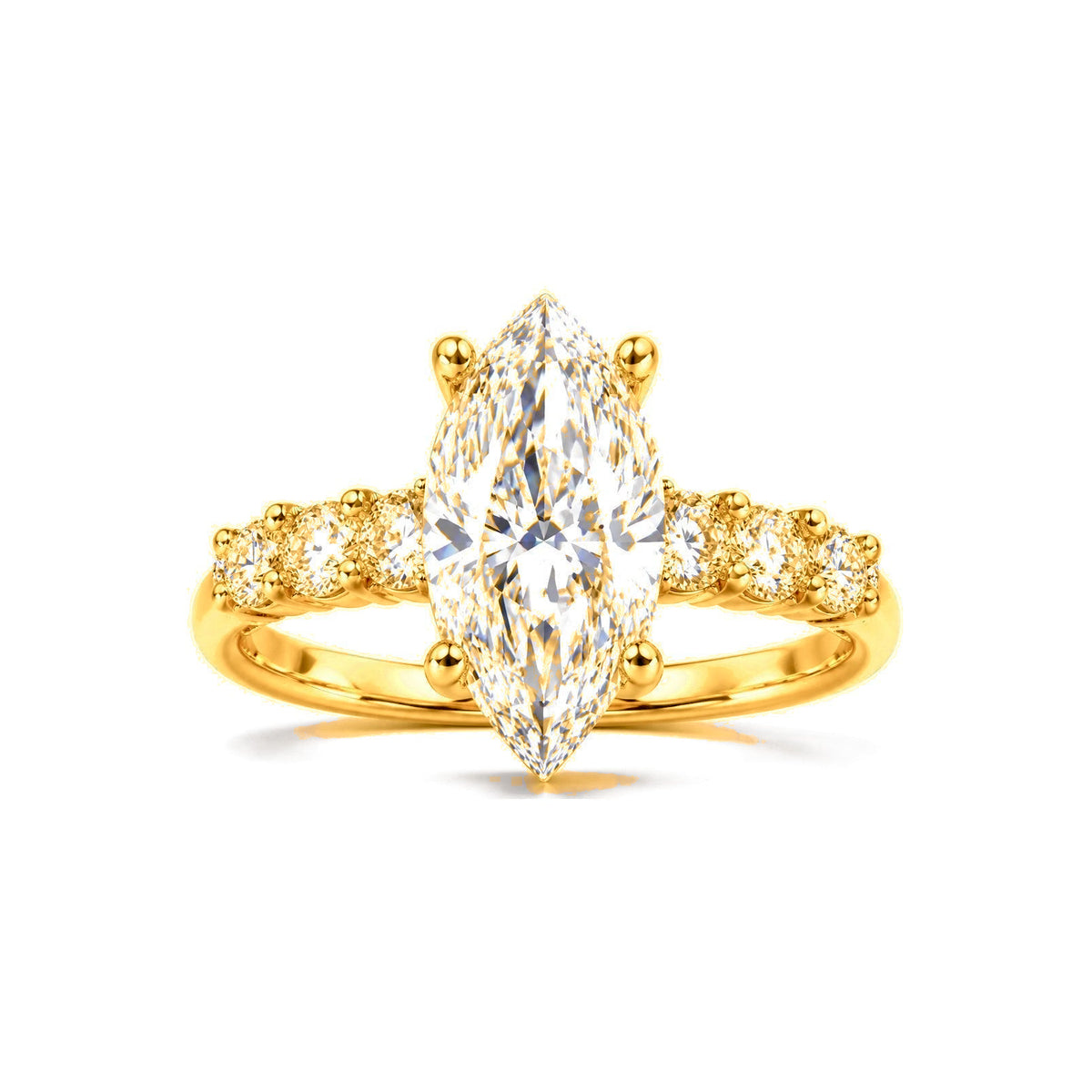 Anillo de Matrimonio Dama Oro 10k Marquesa con Laterales