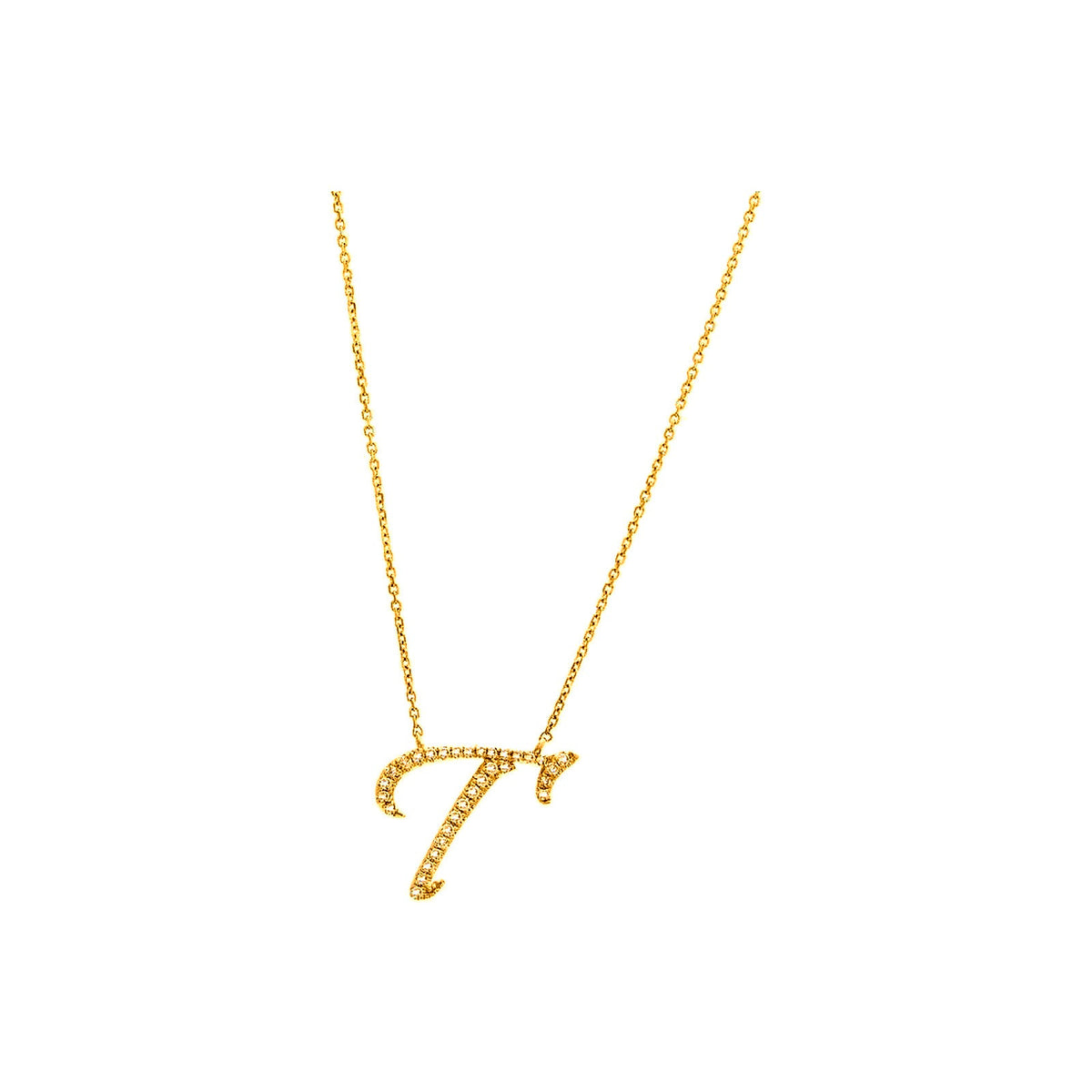 Collar Oro 14k Inicial Pavé con Diamantes Naturales