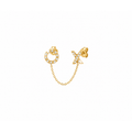 6mm Arete de Dama Oro 14k Doble Perforación XO con Cadena y Diamantes Naturales