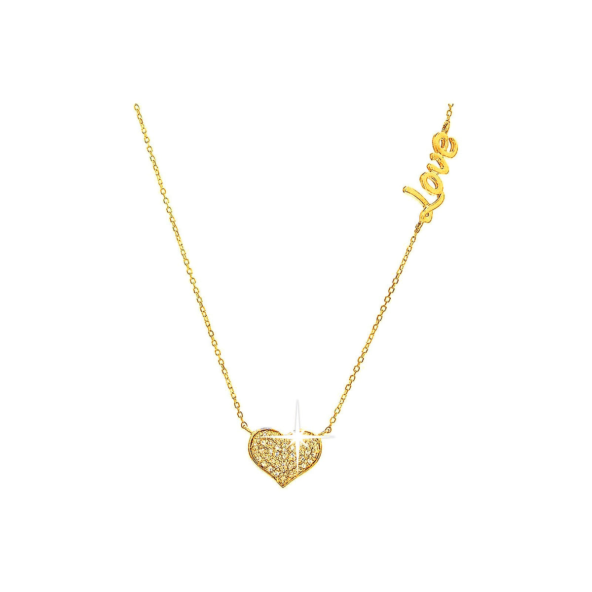Collar Oro 14k Corazón Pavé con Diamantes Naturales