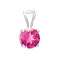 Dije Oro Blanco 14k Redondos con Pink Topaz