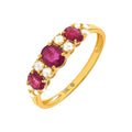 Anillo de Dama Oro 14k Ovalados con Rubí y Diamantes Naturales
