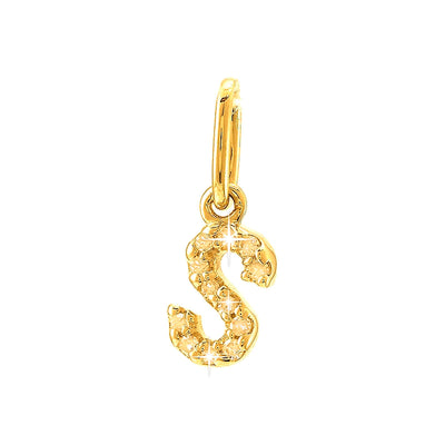 12mm Dije Oro 14k Inicial Pavé con Diamantes Naturales